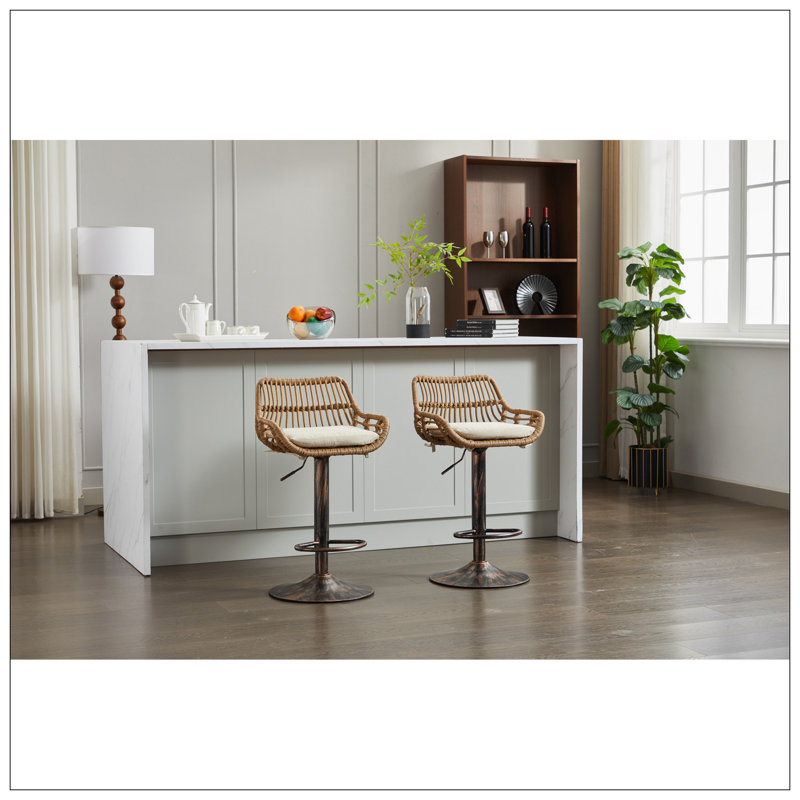 Ensemble de 2 tabourets de bar pivotants avec repose-pieds réglables avec repose-pieds pour la cuisine, la salle à manger, le salon, le bureau, 2 pièces / ensemble