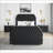 Modern Black Fabric Nightstand with Faux Marble Top &amp; 2 Drawers-1134119483