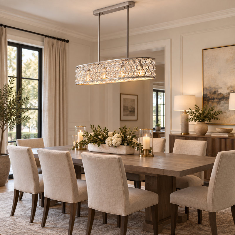 Lustre en cristal 4 lumières, Teinture nickel