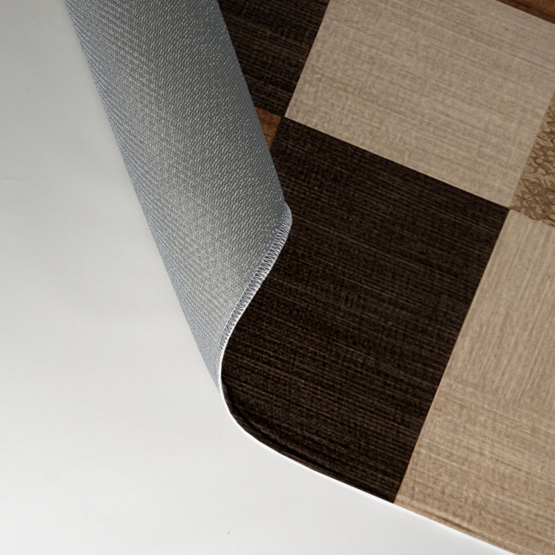 Tapis d'intérieur et d'extérieur à carreaux brun, Rectangle 5 pi x 7 pi