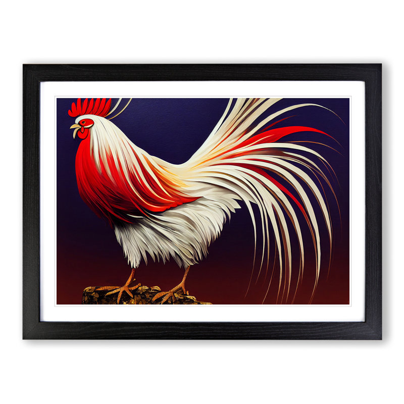Bright Rooster - Single Picture Frame Print, 46cm H x 64cm W x 2cm D, Black Framed