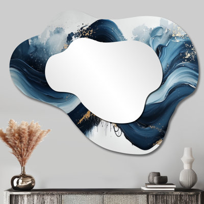 Encre monochrome Echo de River I - miroir mural décoratif Op Art Cloud, miroir de coiffeuse moderne, imprimé sur métal