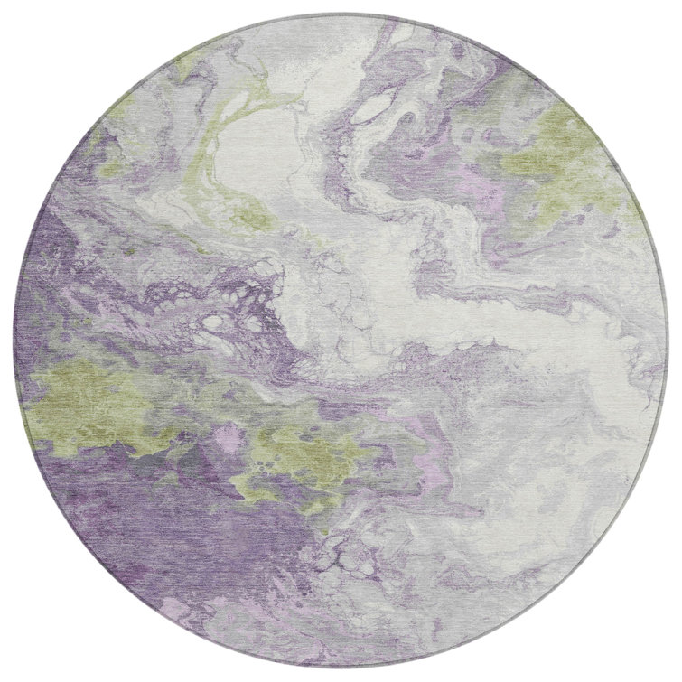 Machine Washable Indoor/Outdoor Xhevrie Lavender Rug