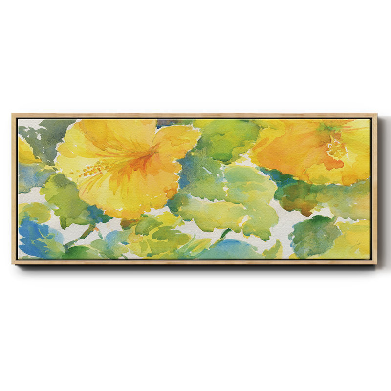 Citrus Hibiscus- Framed Canvas, 20" H x 50" W