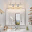 Luminaire de meuble-lavabo moderne avec abat-jour en cristal, luminaire à 3 lumières pour dessus de miroir, conception résistante à l'humidité, compatible avec les ampoules E26-329776354-329776382