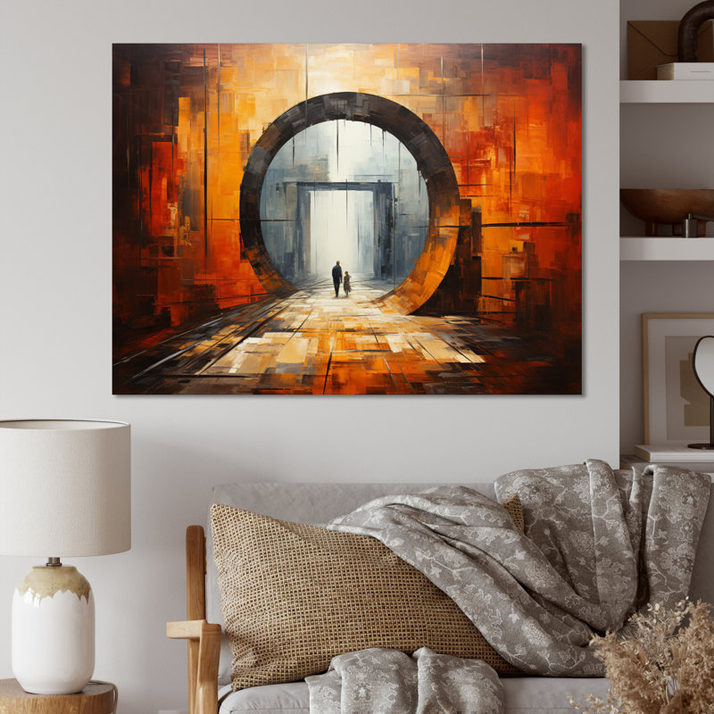 Orange Tunnel entrelacé sur toile, H 12 po x l 20 po x P 1 po, Toile tendue