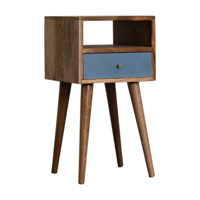 Table de chevet moderne Mid Century, Bleu