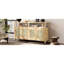 Buffet en placage de bois naturel, 3 réglages de hauteur de la tablette, aucune ouverture par pression, armoire de rangement moderne de style bohémien, placage de frêne, flexibilité, mécanisme, solution