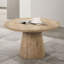 Table basse ronde de style contemporain avec structure en bois d'hévéa et piédestal en forme de cône, finition chêne-1723993603
