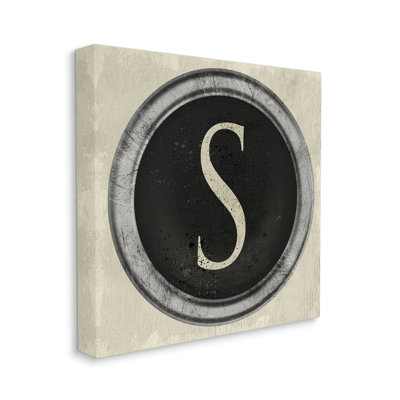 " Letter S Initial Vintage Typewriter Key Shape " Graphic Art Print