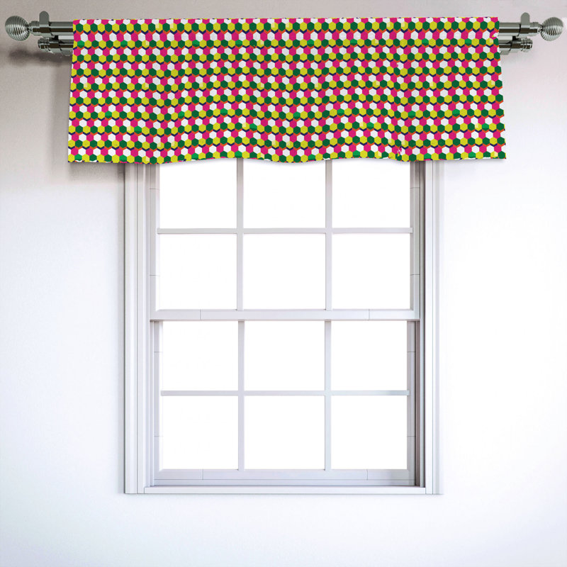 Sateen Geometric Ruffled Window Valance