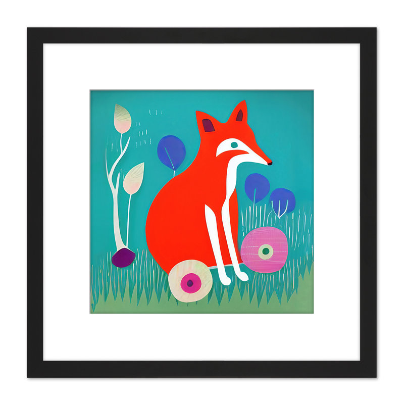 Boho Fox Retro Forest - Single Picture Frame Print