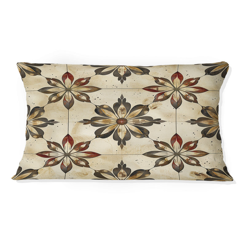 Beige noir champêtre floral chic II - coussin floral, H 12 po x l 20 po, Forme rectangulaire
