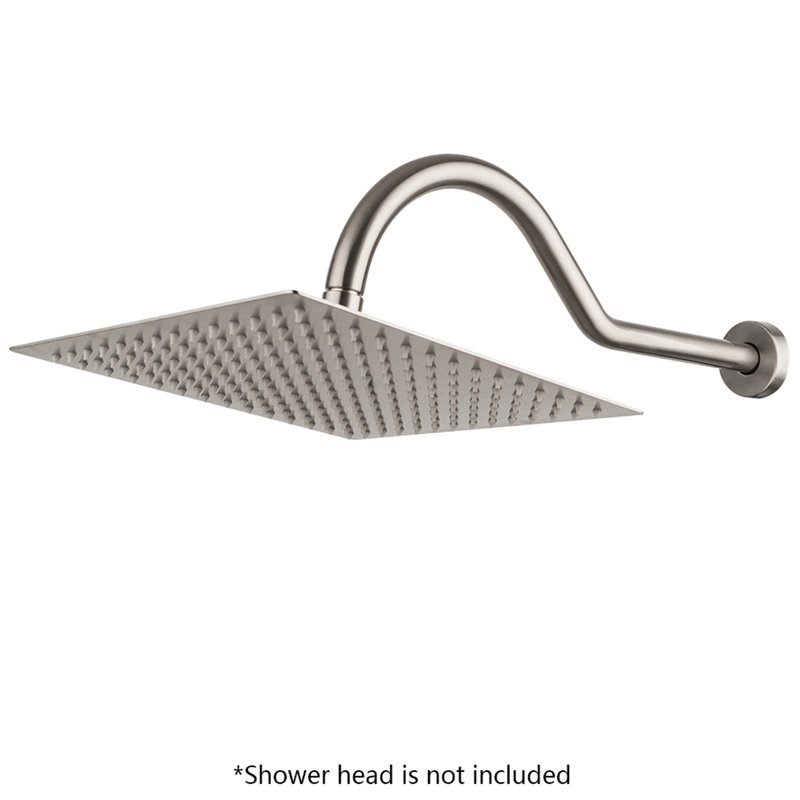 Bras de douche à col de cygne avec rallonge en forme de S 17 po, Nickel brossé
