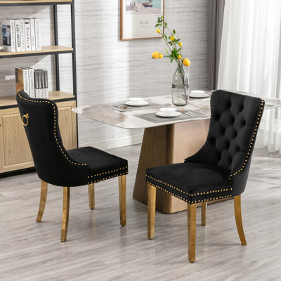 Chaise de salle à manger en bois avec dossier rembourré, ensemble de 2