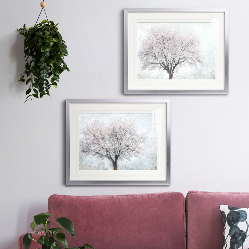 Reproduction de photo sur toile, Papier avec cadre argenté, Blanc mat