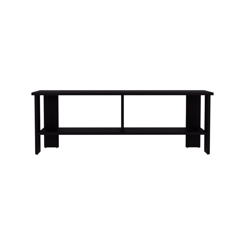 Meuble télé, 2 tablettes, Noir