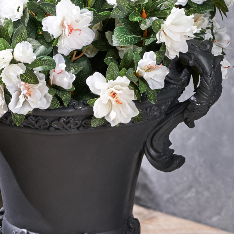 Pot de fleurs élégant en oxyde de magnésium noir, pouvant accueillir plusieurs plantes, 48,2 cm de hauteur, 28,3 cm de largeur, 39,4 cm de profondeur, trou de drainage, aucun assemblage requis, convient aux pots de 48,2 cm de hauteur x 28,3 cm de largeur.
