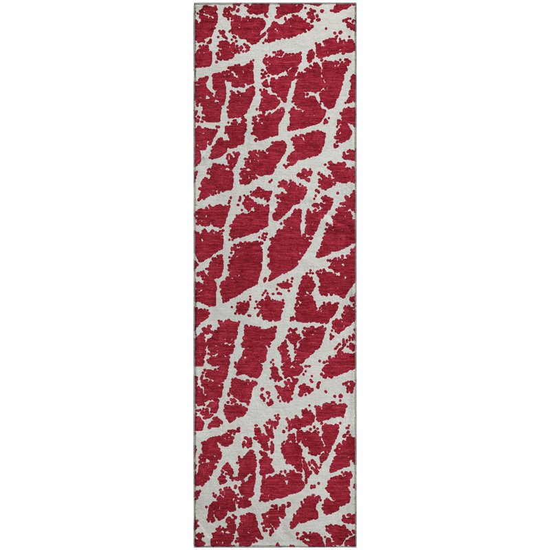 Premium Machine Washable Cerrito AMF501 Red Rug, Runner 2'3" x 7'6"