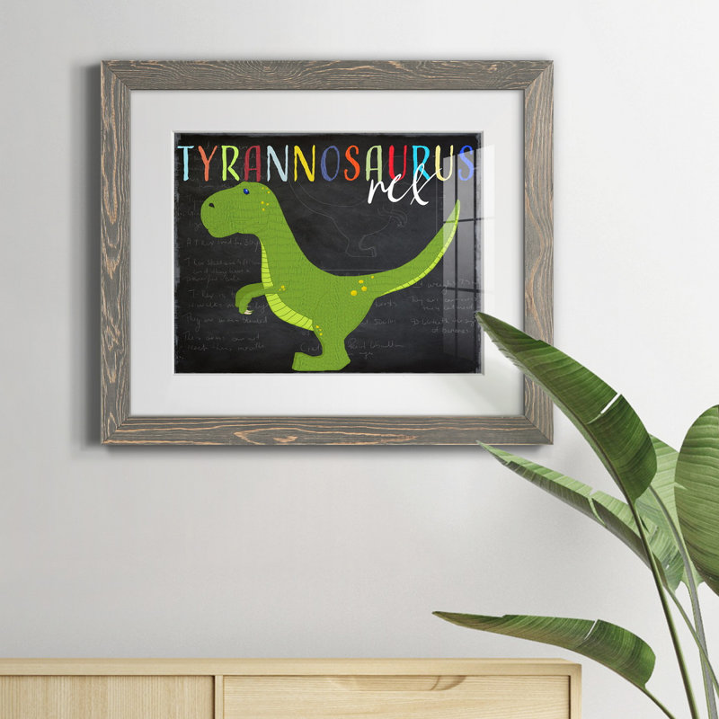 Tyrannosaurus Rex - reproduction de cadre photo sur papier, H 20 po x l 17 po x P 1,5 po, Papier avec cadre gris
