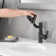 Bathroom sink mixer with spray function and temperature display for non-slip switch and hot/cold and 360° swivel