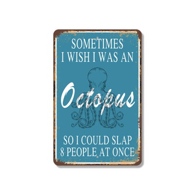 Enseigne en plastique 8 personnes 10 po x 14 po Wish I Was Octopus Slap