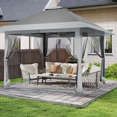 13x13Ft Pop-Up Gazebo, Mosquito Netting Screened Gazebo, Waterproof UV Protected Double Roof Canopy Tent, Heavy Duty Patio Shelter for Backyard Garden Lawn & Deck