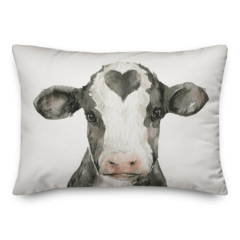 Coussin Cow / Heart, H 14 po x l 20 po, Rectangle