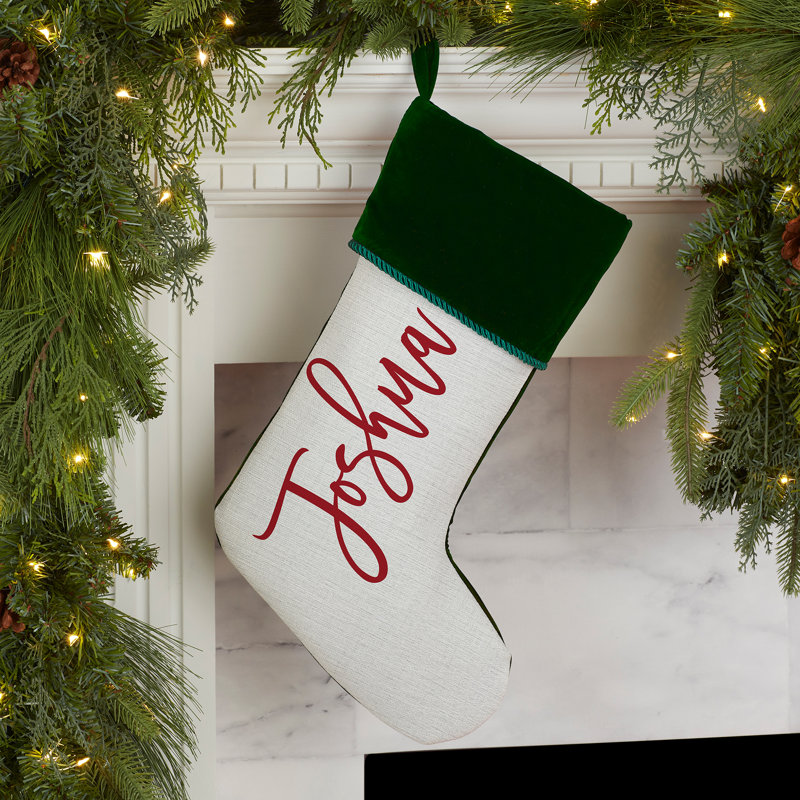 Scripty Name Personalized Christmas Stocking, Green, Yes