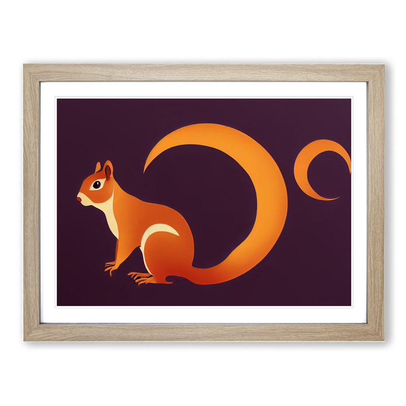 XH1022-9007X The Terrific Squirrel Abstract - Single Picture Frame Print, 46cm H x 64cm W x 2cm D, Oak Framed