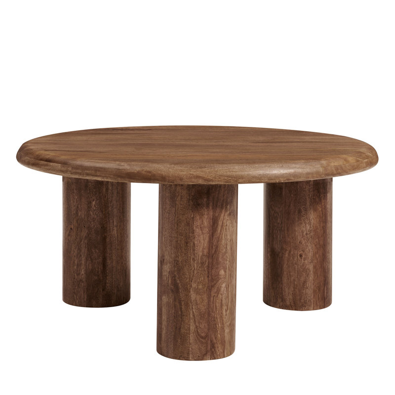 Mavina Round Mango Wood Coffee Table, Walnut