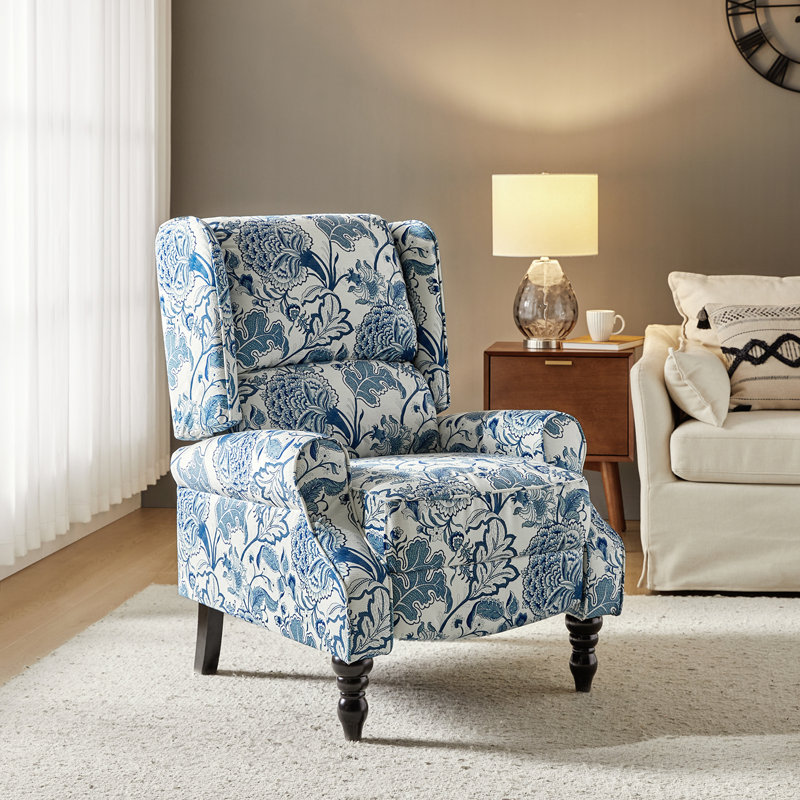 Fauteuil inclinable standard Brodie de 31 po de large avec conception à oreilles, Floral jacobin