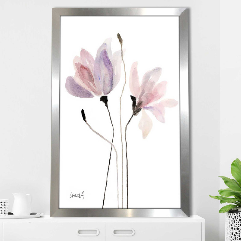 Floral Sway III par Lanie Loreth - reproduction d'art, Encadrement argenté, H 39,5 po x l 27,5 po x P 0,75 po
