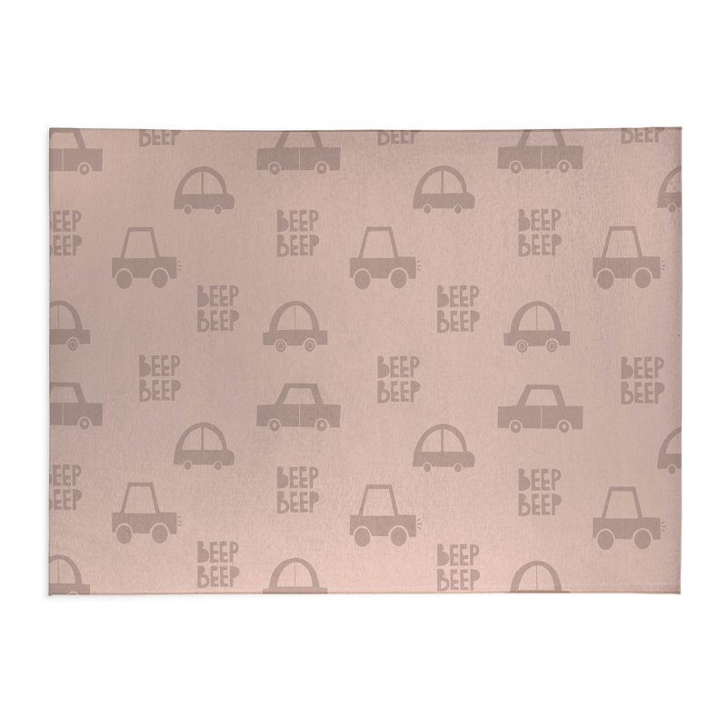 Beep Kids Play Mat, Rectangle 5' x 7', Pink/Ivory