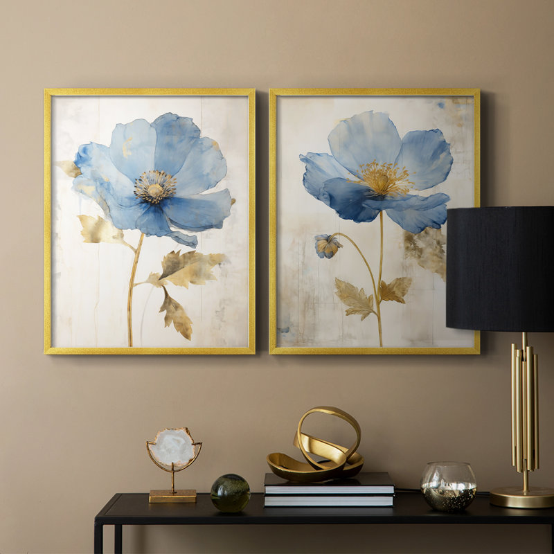 FLORAL Series XXXVII - reproduction encadrée de qualité supérieure - prête à être accrochée - aucun clou requis - aucun clou requis
