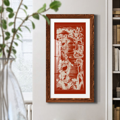 Vue d'oiseau chinois en rouge I - Cadre photo, reproduction d'art sur papier