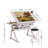 Adjustable Drawing Drafting Table Desk With 2 Drawers For Home Office And School With Stool