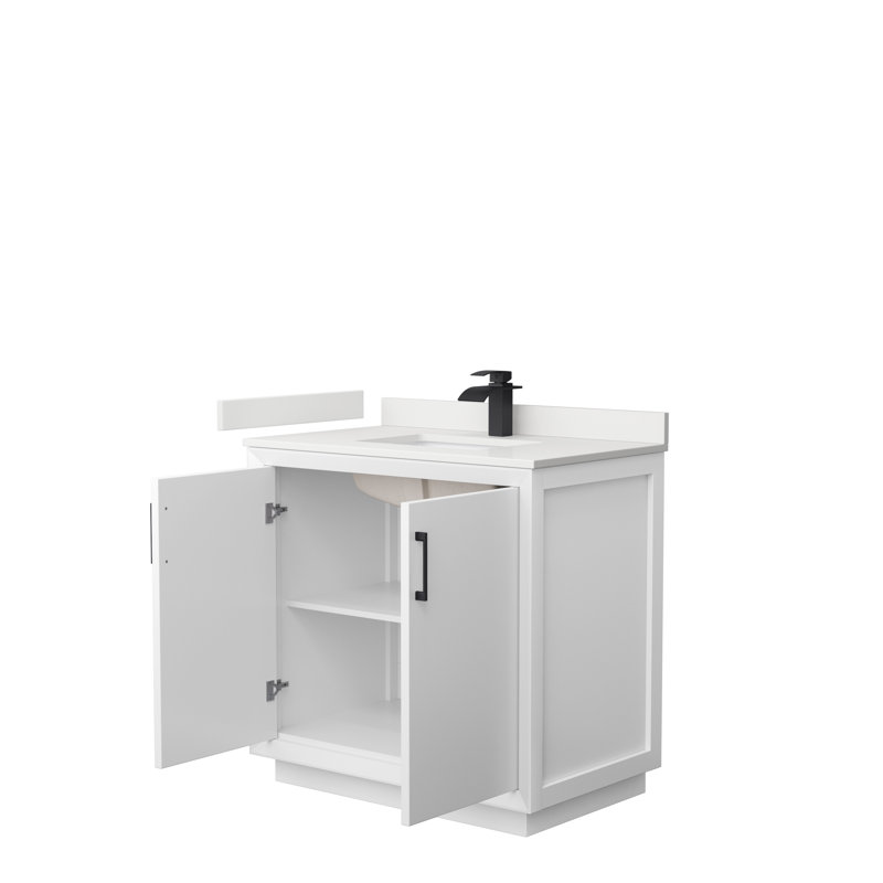 Strada 36'' W Single Vanity, WDX13300, White, Satin Bronze