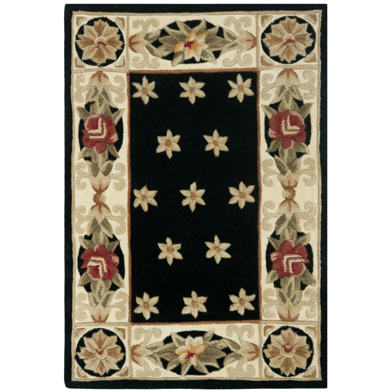 Lenora Hand Tufted Wool Pile Floral Rug, Rectangle 6' x 9'
