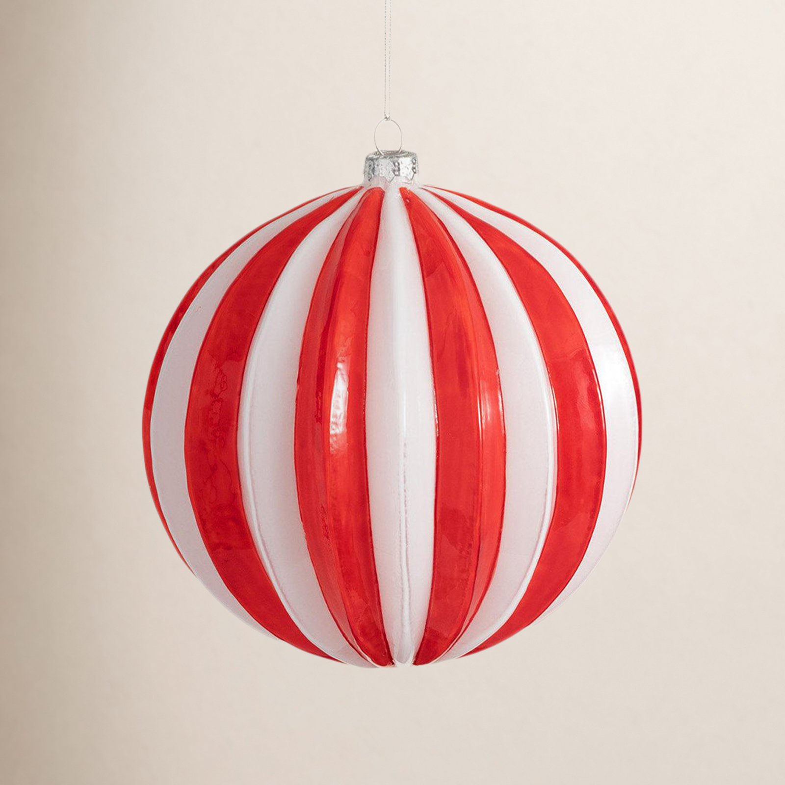 Candy Cane Striped Ball Ornament