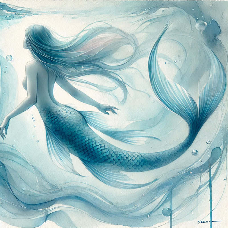«Graceful Mermaid», art mural sur toile tendue, H 20 po x l 20 po