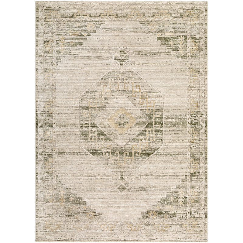 Moroccan Area Rug, Light Grey/Off-White/Olive/Tan/Taupe, Rectangle 200 x 275 cm
