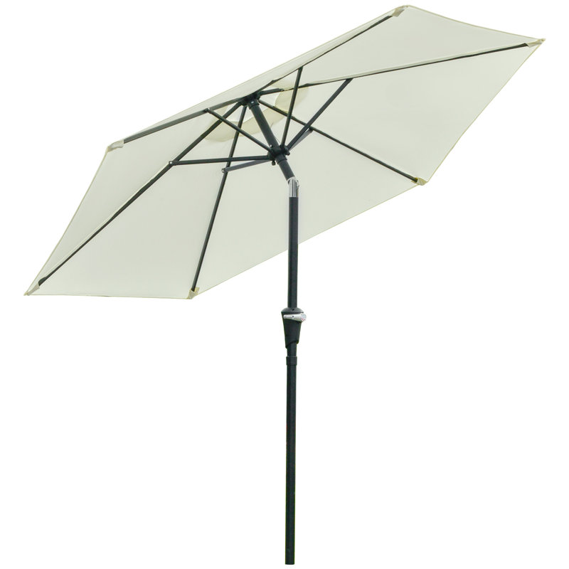 Parasol d'extérieur avec 6 baleines, blanc crème