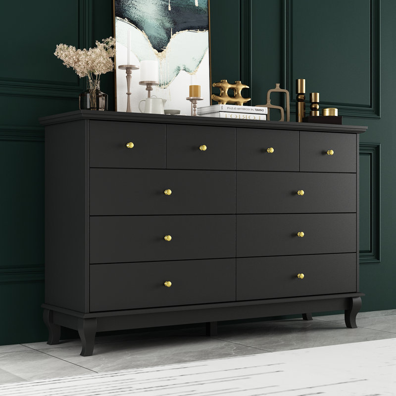 Hoschton 55.1'' W 10 - Drawer Dresser, Black