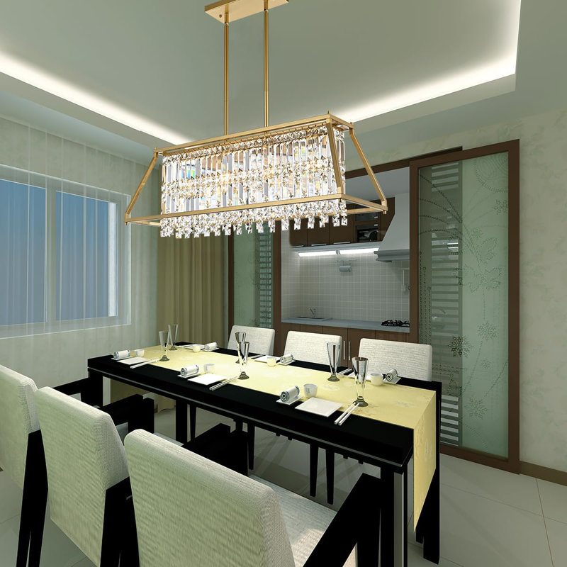 Arjunveer 4 - Light Dimmable Square / Rectangle Chandelier, Gold