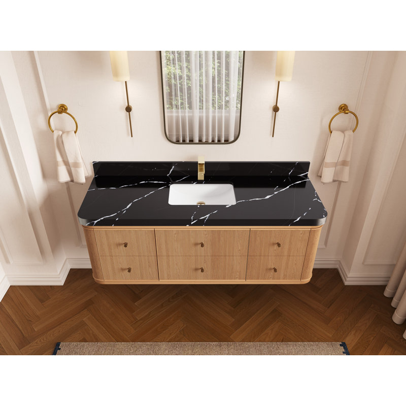 Chêne flottant Hampton X P 22 po De salle de bain Quartz, Noir Calacatta