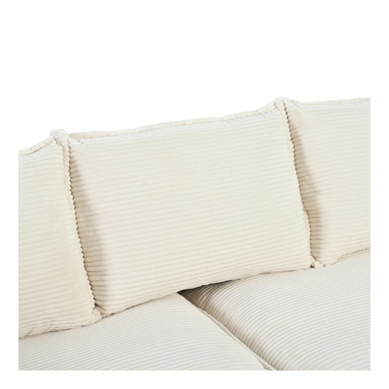 Canapé incurvé moderne de 85,4 po, canapé rembourré avec 2 coussins décoratifs, canapé en velours côtelé pour salon, chambre à coucher et appartement