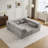 Compression Mahjong Sofa,Convertible Floor Sofa Bed,DIY Boneless Modular Sectional Sofa,No Assembly Required,Circle Fleece Fabric,Oversized 4 Seater With 4 Pillows,Light-Grey-86091866