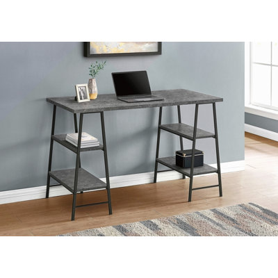 Computer Desk, Home Office, Laptop, Storage Shelves, 48"L, Work, Grey Laminate Metal, Contemporary, Modern