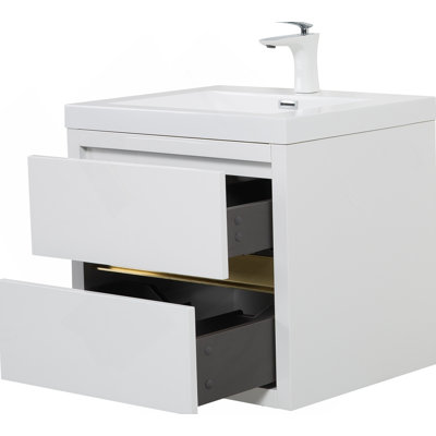 Meuble-lavabo mural avec lavabo, armoire de rangement flottante pour la salle de bain, idéal pour organiser vos articles essentiels et économiser de l'espace